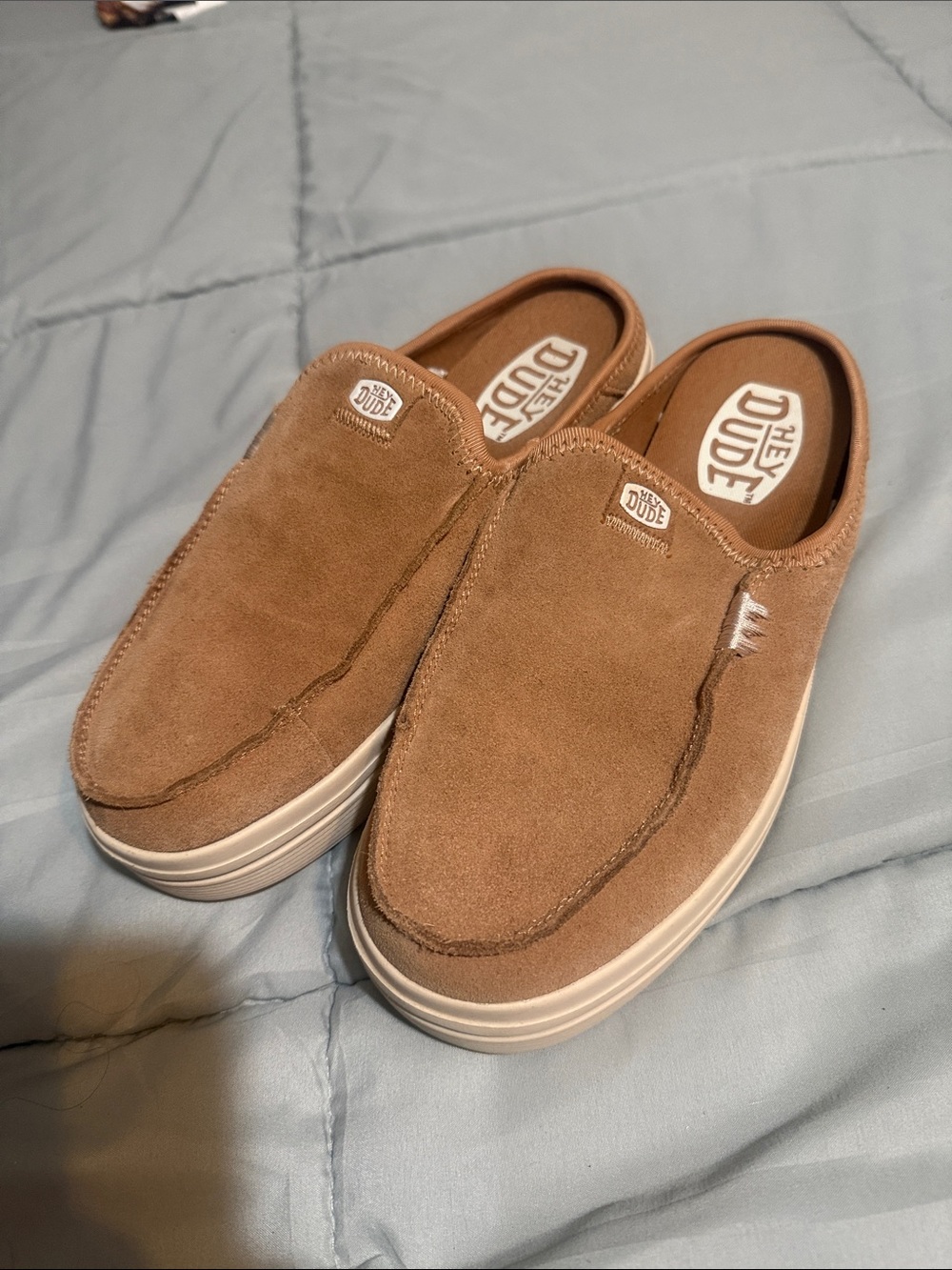 Hey Dude Women's Slip-On Mules in Tan Suede